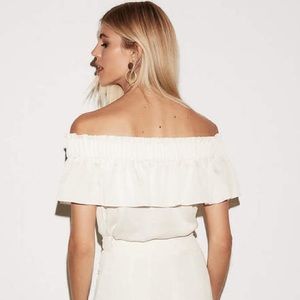 NWT Express Off The Shoulder Smocked Ruffle Top